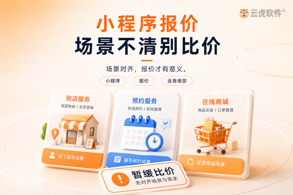到店、预约和商城等不同小程序场景对齐前不宜比价的示意