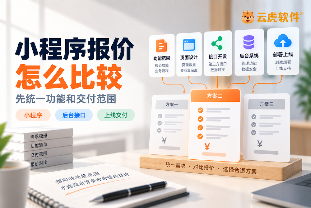 郑州小程序定制多家公司报价同口径比较示意