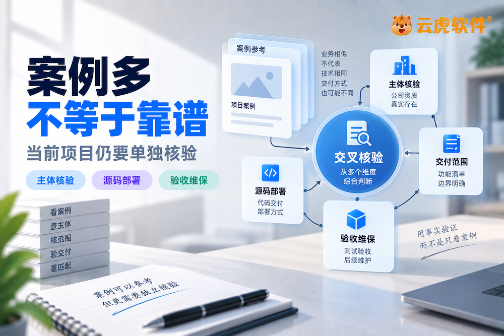 软件开发公司案例多就靠谱吗?案例之外还要核对什么核验与决策示意