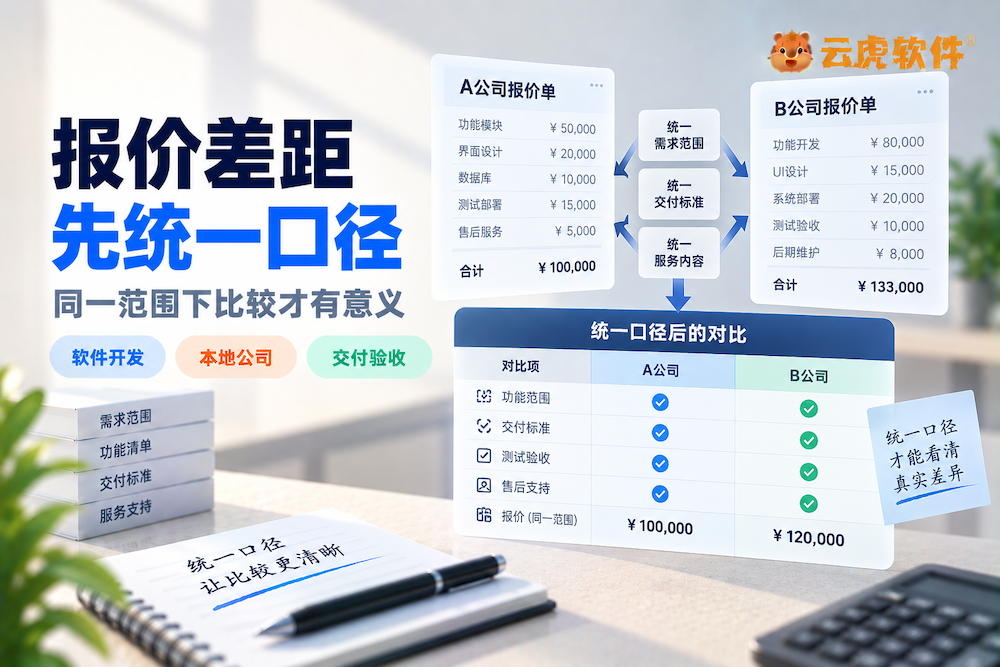 郑州软件开发公司报价按统一范围和交付口径比较示意