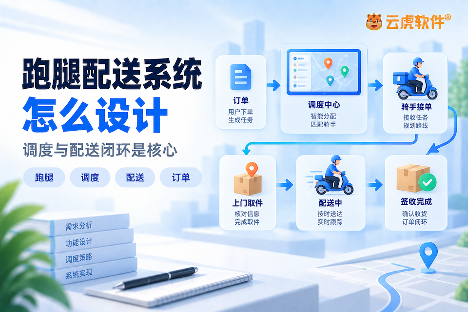 订单、调度、接单、取件、配送跟踪到签收的配送闭环示意