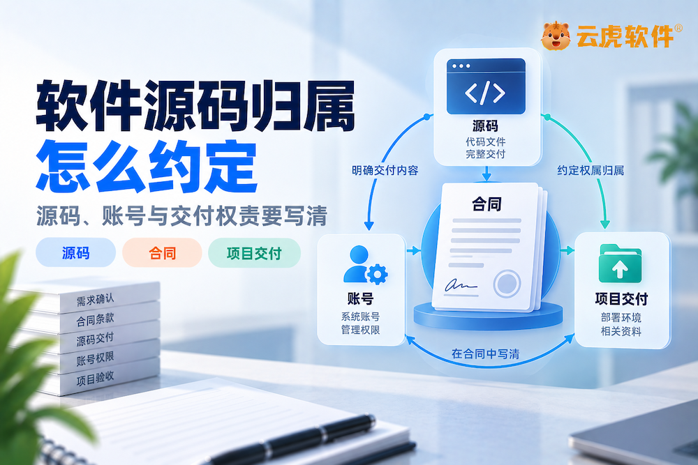源码、账号与合同条款需要分别约定的示意