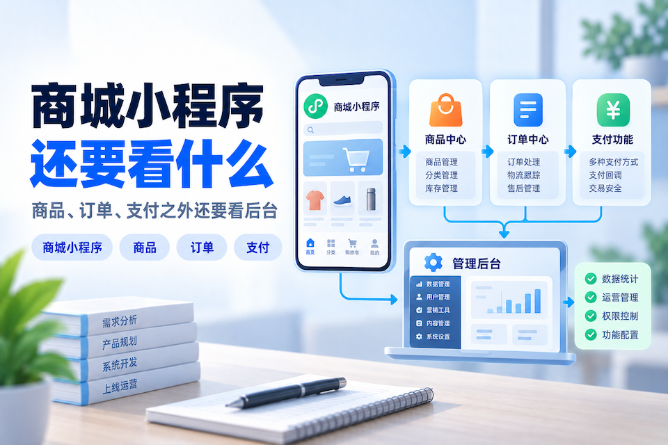 商城小程序商品、订单、支付与管理后台衔接示意