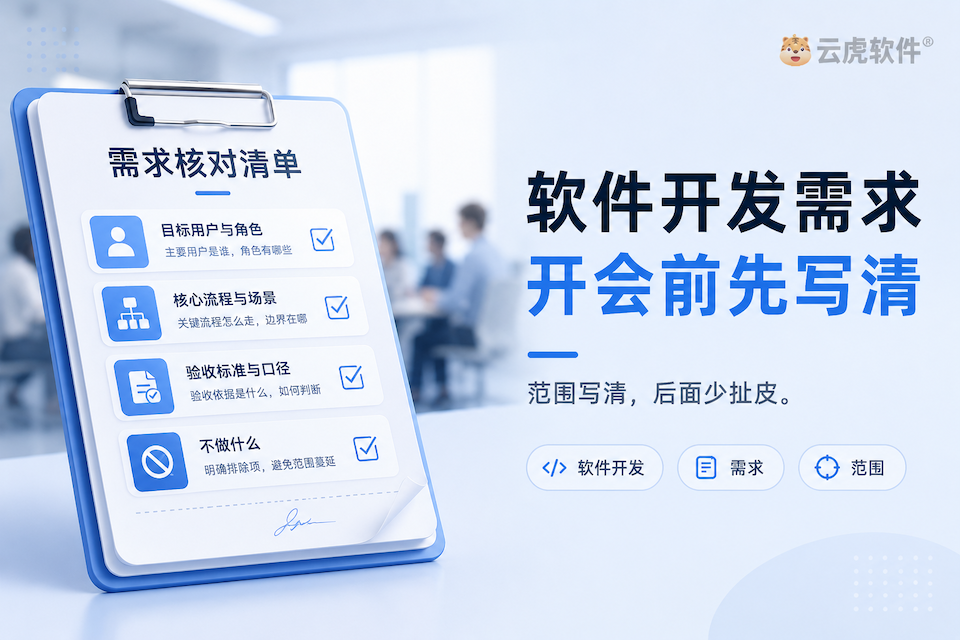 郑州软件开发需求：开会前先写清角色流程与范围示意
