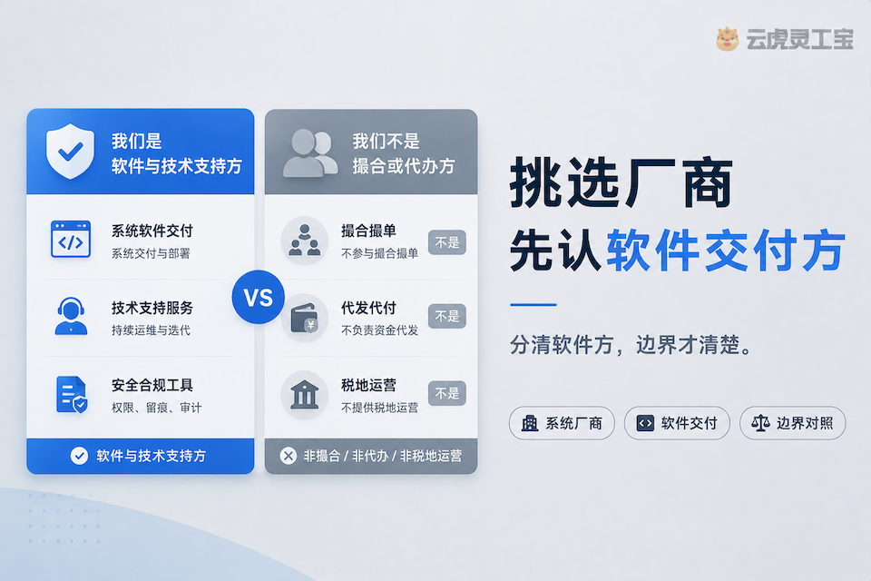 灵活用工系统厂商：软件交付与非撮合角色边界对照