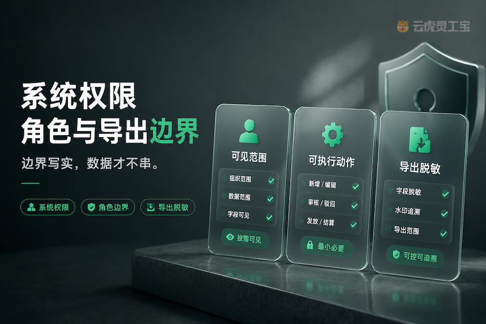 灵活用工系统权限：角色可见范围与导出边界对照示意