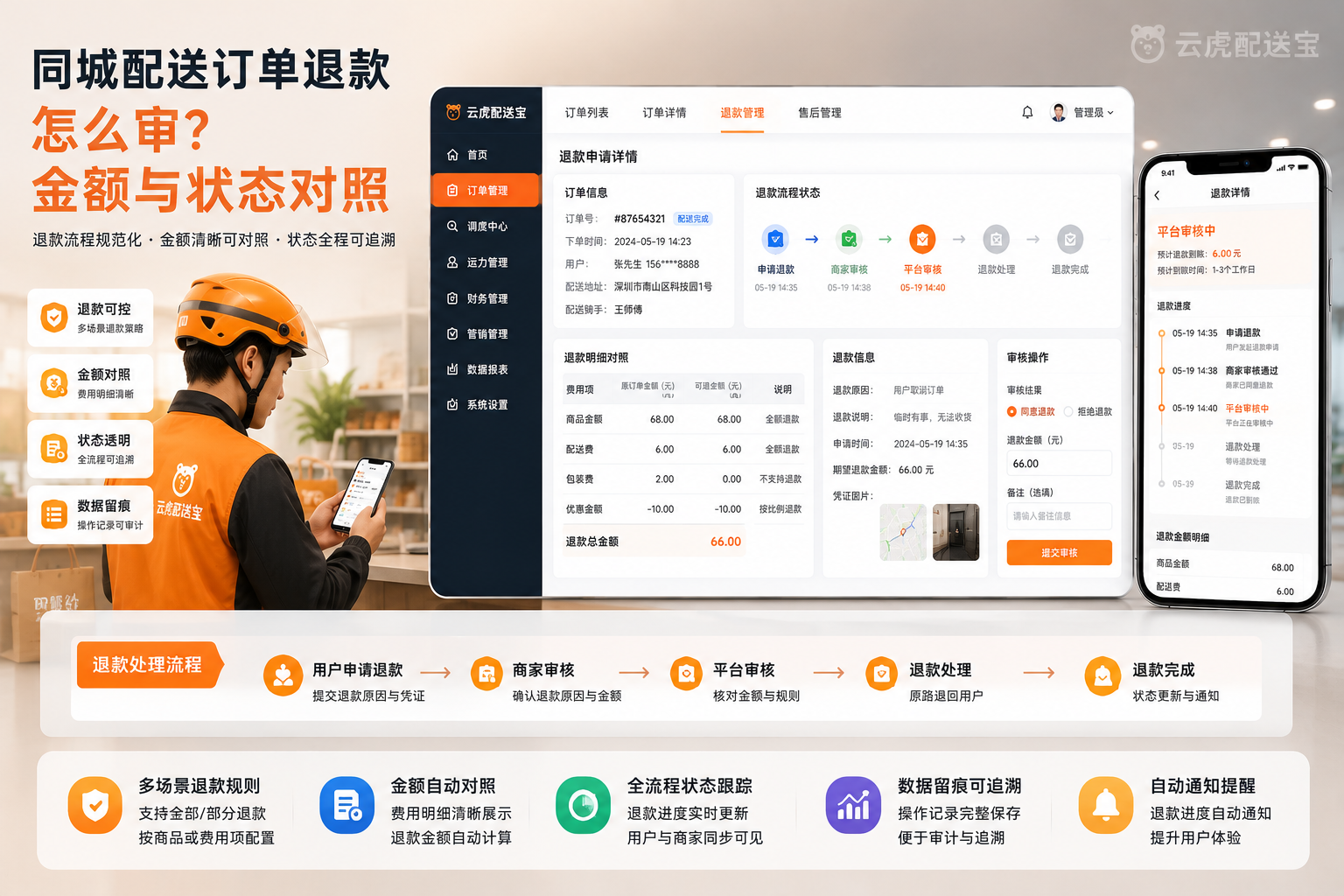 配送订单退款金额状态对照