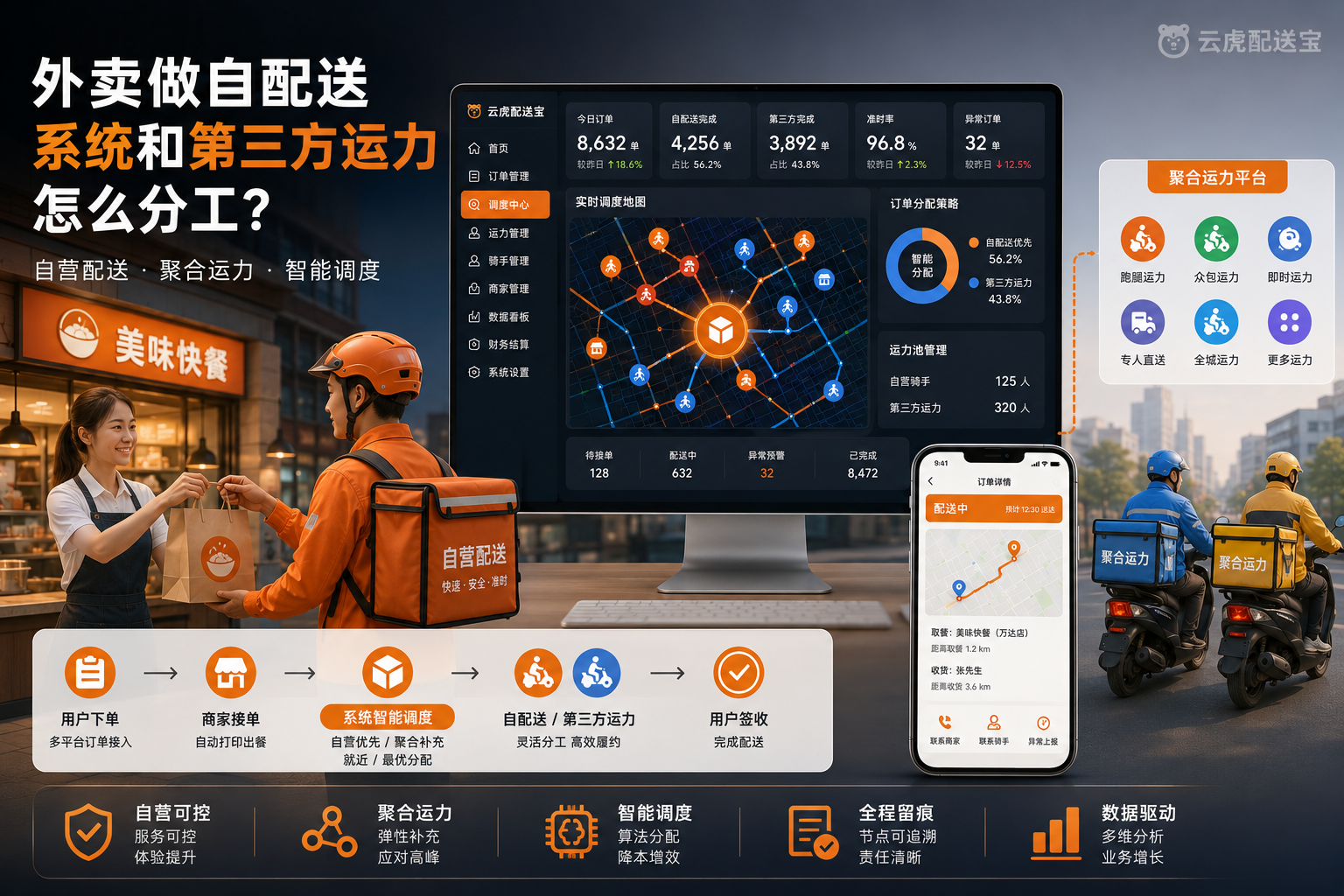 外卖自配送与第三方运力分工