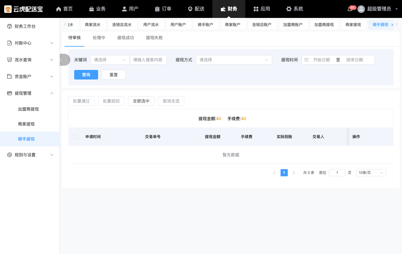 骑手提现管理