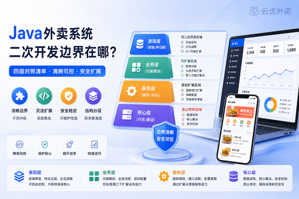 Java外卖系统二次开发边界:四层对照,支撑源码验收