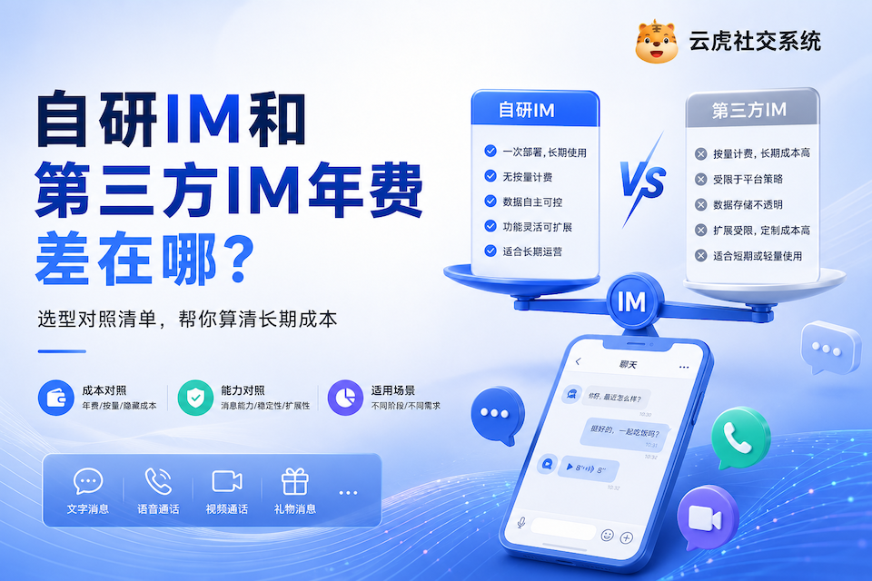 自研IM与第三方IM年费结构对照示意